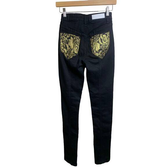 Akira Jeans - Black with Gold Embroidered Accents - High Rise - Size 1 - Picture 5 of 8